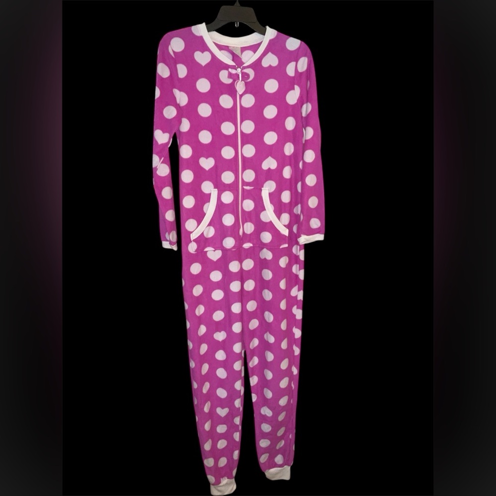 adult Onesie with Polka Dots & Hearts